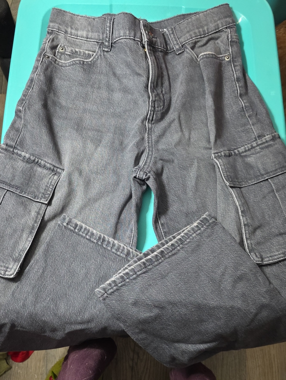 Place Boys Relaxed And Baggy Cargo Jeans - Gray Size 12 - Old NAVY